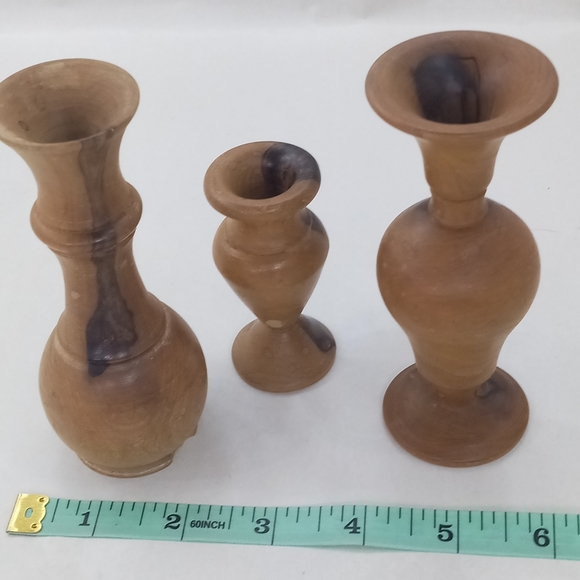 Three Hand crafted Hand-Turned Wood Vase Vessel - Picture 9 of 9
